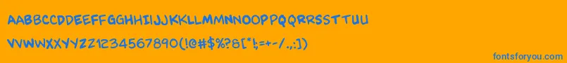Kangaroocourtrotate-Schriftart – Blaue Schriften auf orangefarbenem Hintergrund