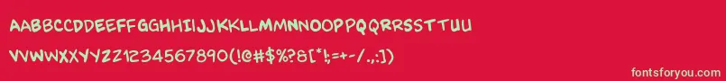 フォントKangaroocourtrotate – 赤い背景に緑の文字