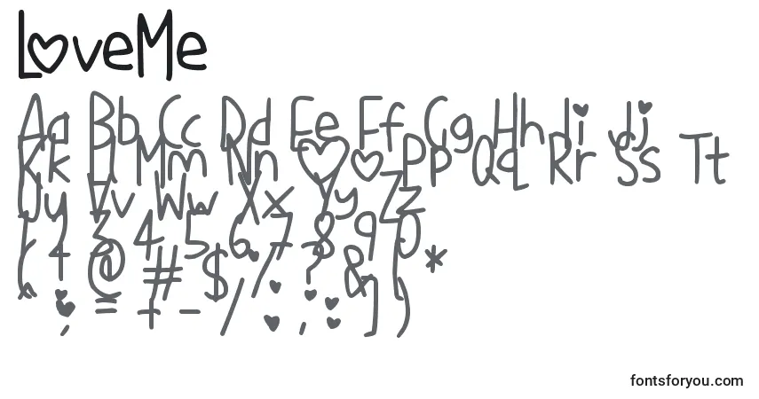 Шрифт LoveMe – алфавит, цифры, специальные символы