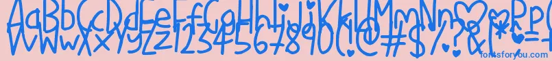 Fonte LoveMe – fontes azuis em um fundo rosa