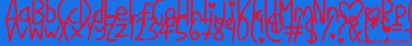 LoveMe Font – Red Fonts on Blue Background