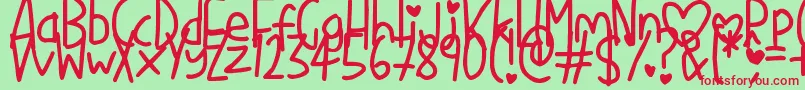 LoveMe Font – Red Fonts on Green Background