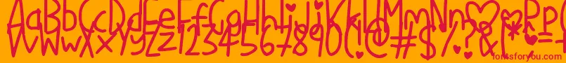 LoveMe Font – Red Fonts on Orange Background