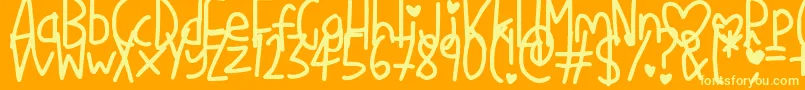 LoveMe Font – Yellow Fonts on Orange Background