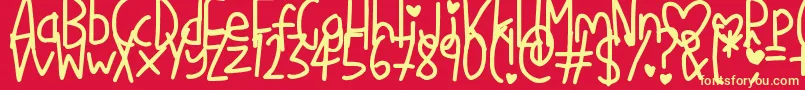 LoveMe Font – Yellow Fonts on Red Background