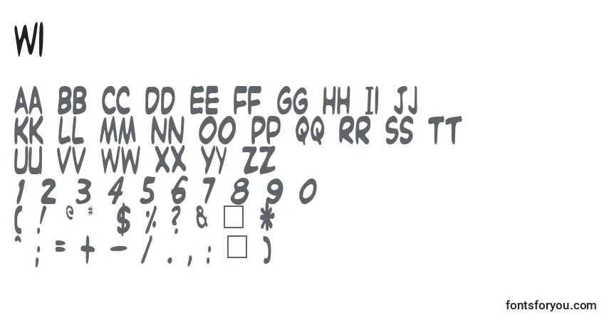 A fonte Wi – alfabeto, números, caracteres especiais