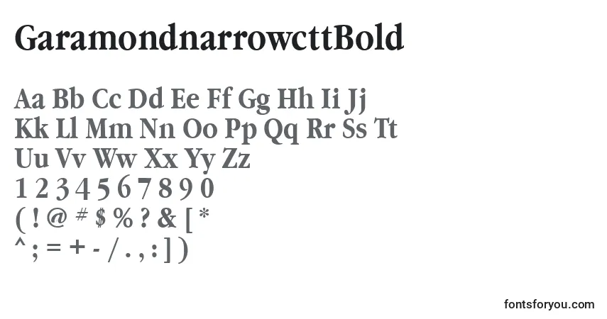 Шрифт GaramondnarrowcttBold – алфавит, цифры, специальные символы