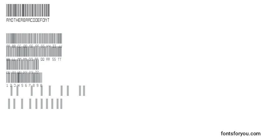символы шрифта anotherbarcodefont, буквы шрифта anotherbarcodefont, алфавит шрифта anotherbarcodefont