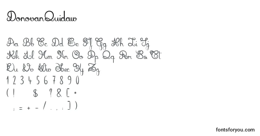 A fonte DonovanQuidaw – alfabeto, números, caracteres especiais