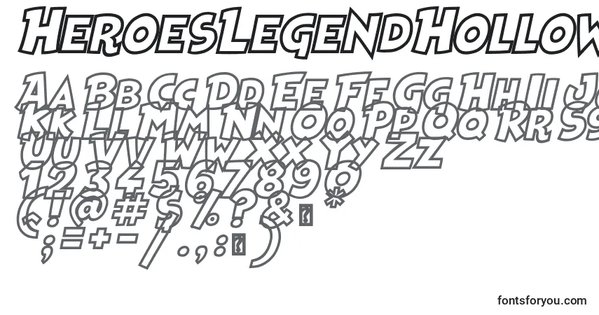 Czcionka HeroesLegendHollow – alfabet, cyfry, specjalne znaki