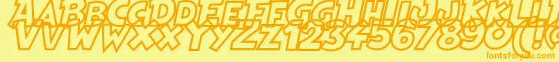 HeroesLegendHollow Font – Orange Fonts on Yellow Background