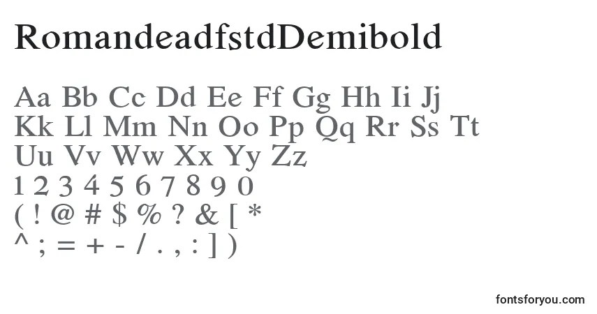Fuente RomandeadfstdDemibold - alfabeto, números, caracteres especiales