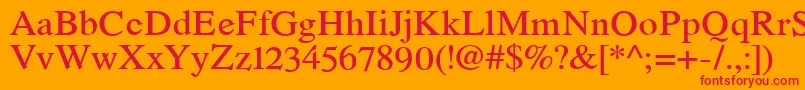 RomandeadfstdDemibold-Schriftart – Rote Schriften auf orangefarbenem Hintergrund