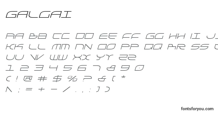 Czcionka Galgai – alfabet, cyfry, specjalne znaki