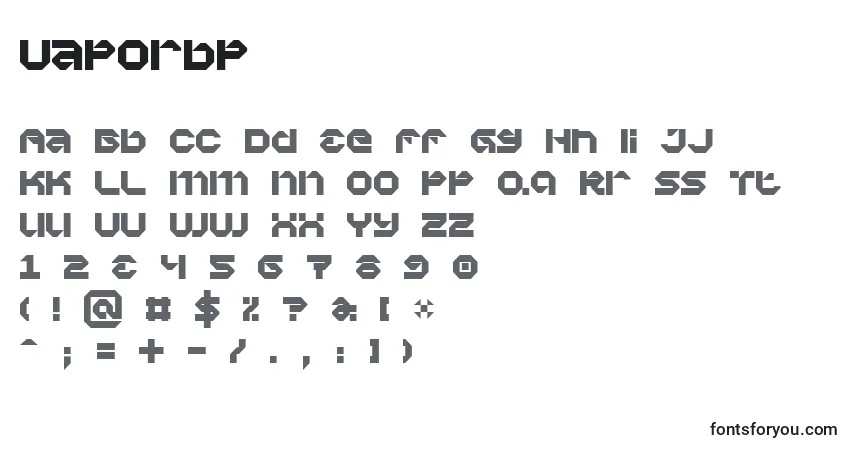 A fonte Vaporbp – alfabeto, números, caracteres especiais