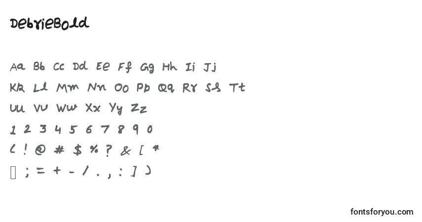 A fonte DebrieBold – alfabeto, números, caracteres especiais