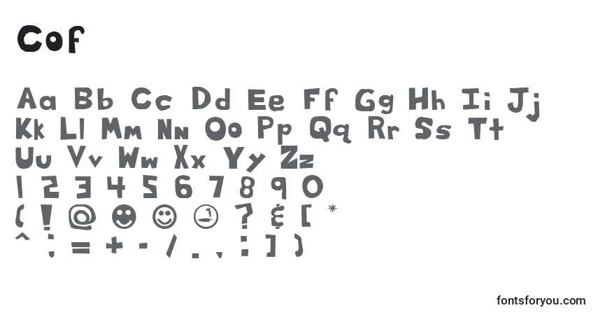 A fonte Cof – alfabeto, números, caracteres especiais
