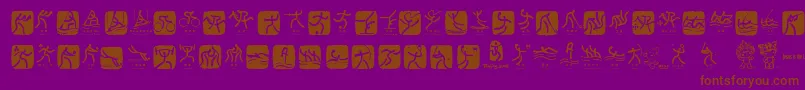 OlympicBeijingPictos-Schriftart – Braune Schriften auf violettem Hintergrund