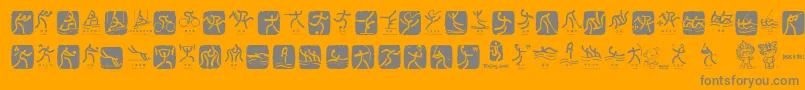 OlympicBeijingPictos-Schriftart – Graue Schriften auf orangefarbenem Hintergrund