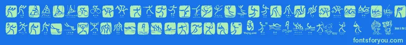 OlympicBeijingPictos Font – Green Fonts on Blue Background