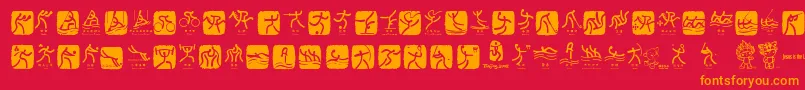 OlympicBeijingPictos Font – Orange Fonts on Red Background