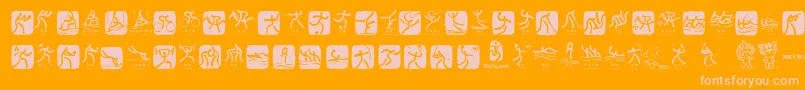 OlympicBeijingPictos-Schriftart – Rosa Schriften auf orangefarbenem Hintergrund