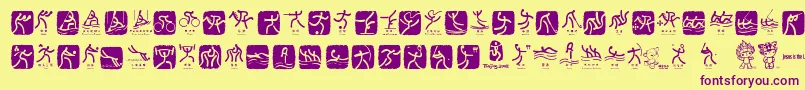 OlympicBeijingPictos Font – Purple Fonts on Yellow Background