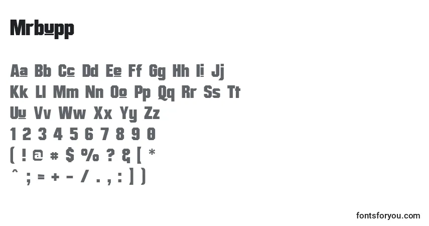 Czcionka Mrbupp – alfabet, cyfry, specjalne znaki