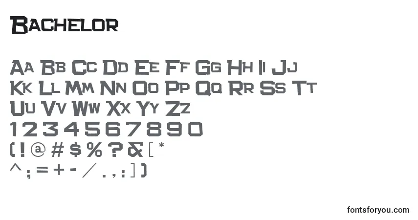 Czcionka Bachelor – alfabet, cyfry, specjalne znaki