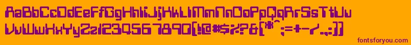Twobit-Schriftart – Violette Schriften auf orangefarbenem Hintergrund