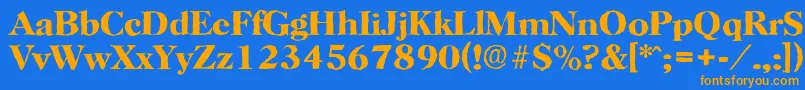 フォントHorshamantiqueBold – オレンジ色の文字が青い背景にあります。