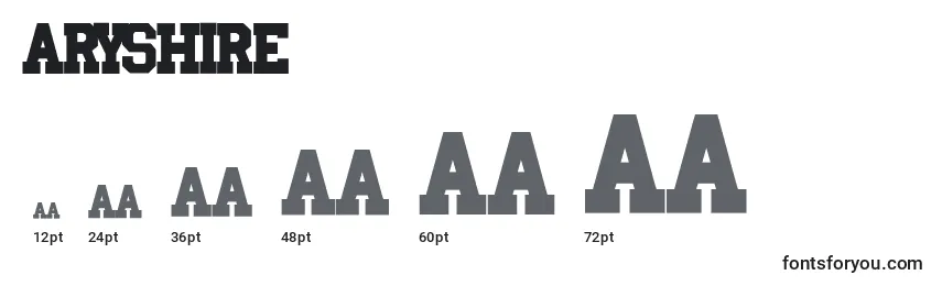 Размеры шрифта Aryshire
