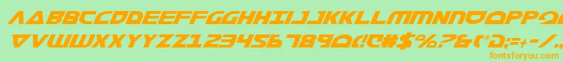 フォントMorseNkCondensedItalic – オレンジの文字が緑の背景にあります。