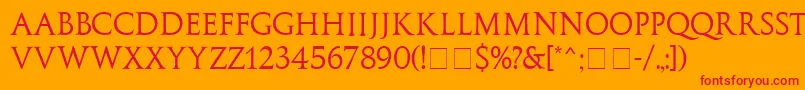 フォントGalbaMn – オレンジの背景に赤い文字