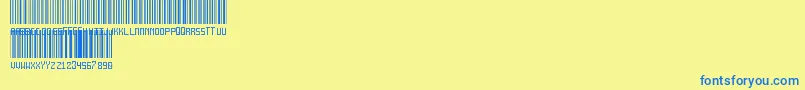 フォントAnotherBarcodeFont – 青い文字が黄色の背景にあります。