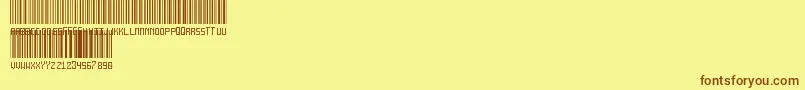 フォントAnotherBarcodeFont – 茶色の文字が黄色の背景にあります。