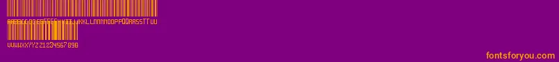AnotherBarcodeFont-fontti – oranssit fontit violetilla taustalla