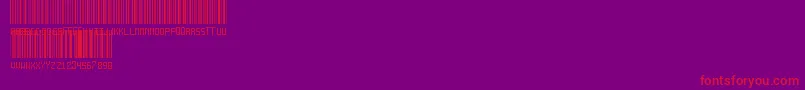 AnotherBarcodeFont-fontti – punaiset fontit violetilla taustalla