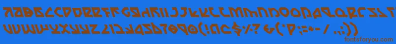 フォントNostrol – 茶色の文字が青い背景にあります。