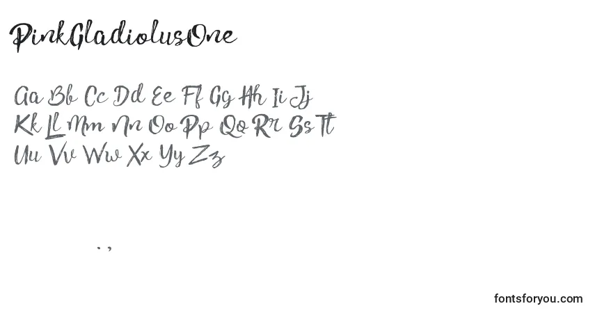 A fonte PinkGladiolusOne (71630) – alfabeto, números, caracteres especiais