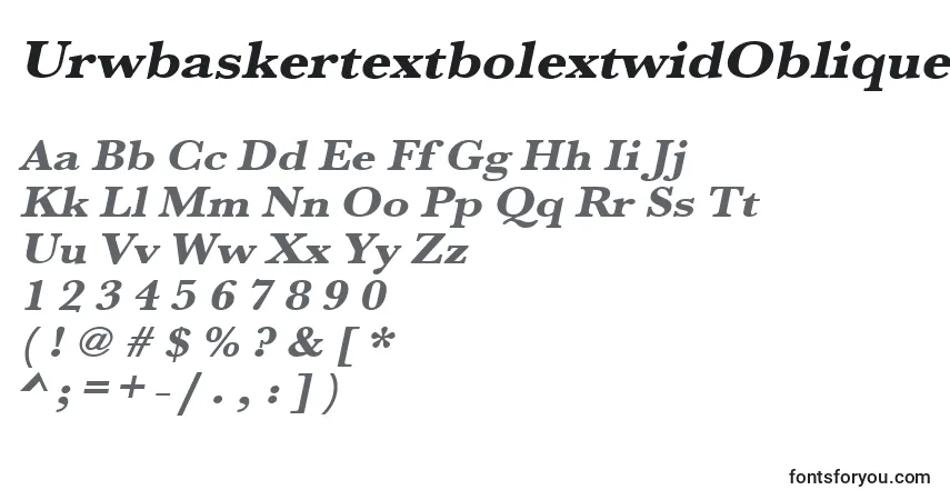 A fonte UrwbaskertextbolextwidOblique – alfabeto, números, caracteres especiais