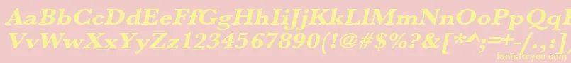 UrwbaskertextbolextwidOblique-Schriftart – Gelbe Schriften auf rosa Hintergrund