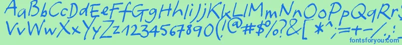 Yafont Font – Blue Fonts on Green Background