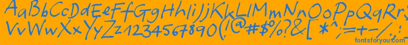 Yafont Font – Blue Fonts on Orange Background