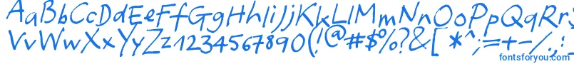 フォントYafont – 白い背景に青い文字