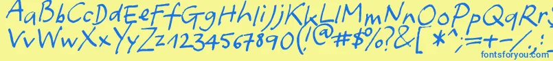 Yafont Font – Blue Fonts on Yellow Background