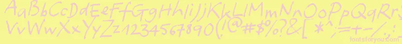 Yafont Font – Pink Fonts on Yellow Background