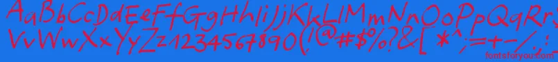 Yafont Font – Red Fonts on Blue Background