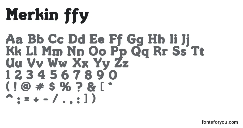 Czcionka Merkin ffy – alfabet, cyfry, specjalne znaki
