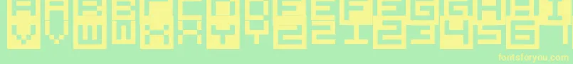 フォントAllSquareNow – 黄色の文字が緑の背景にあります
